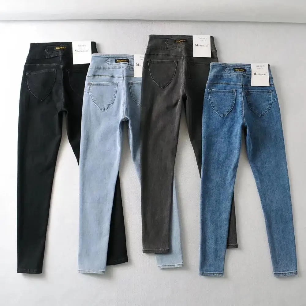 

Облегающие джинсы с высокой талией, женские брюки-карандаш с подтяжкой ягодиц, длинные джинсы для сексуальных девушек, осенние джинсы на пуговицах