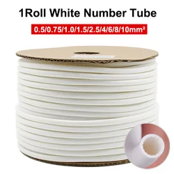12-115M/Roll 0.5/0.75/1.0/1.5/2.5/4/6/8/10mm² PVC White Number Tube Marking Tube Sleeve TEMP -5 ~ 105℃ Tooth Shape Plum Tube