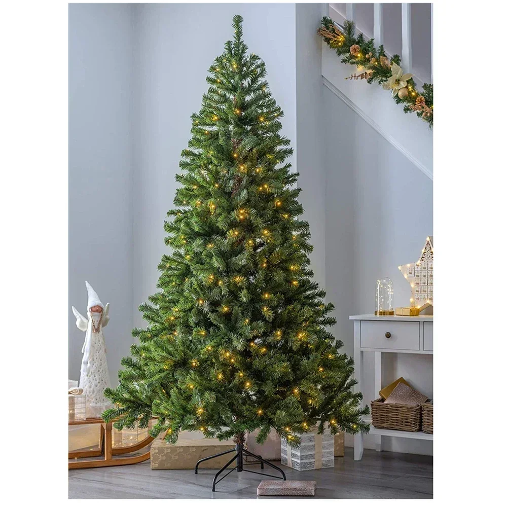 Large Artificial Christmas Tree Green White Flame Retardant Fir Tree with Solid Metal Stand Arbol De Navidad for Natal Pождество