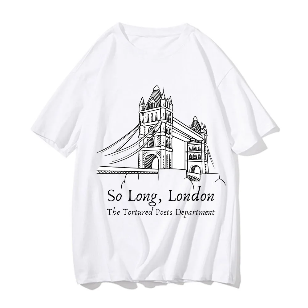 So Long London TTPD Printed Tshirt Short Sleeve Comfort Tops 100% Cotton Men's Summer Hip Hop T-Shirt Fashion Trend Streetwear