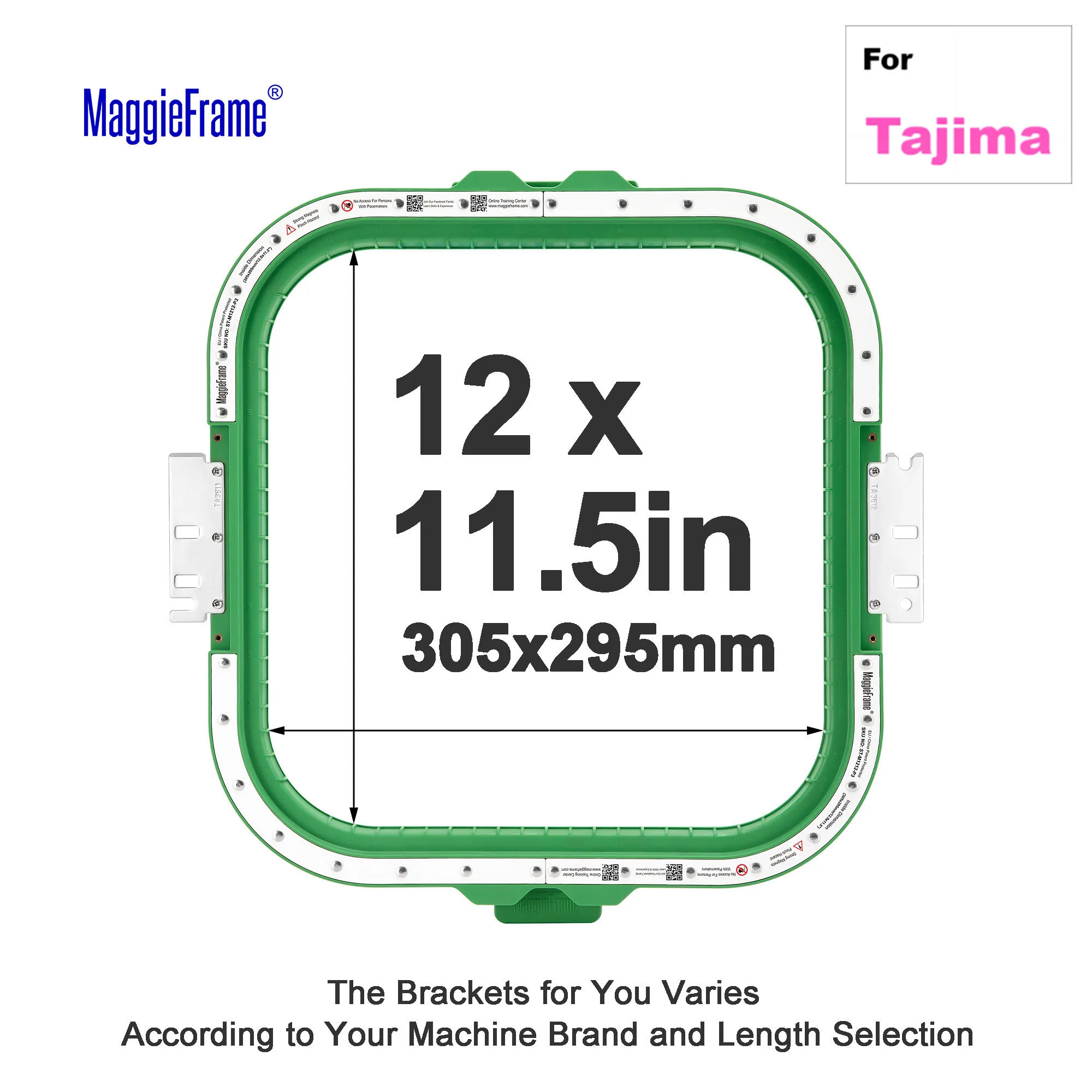 

MaggieFrame Magnetic Hoop 12"x11.5" | 305x295mm for Tajima Embroidery Machine Mighty Hoop Embroidery hoops
