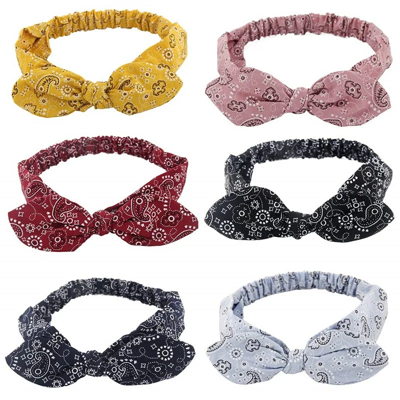 Mới Boho Nữ Mềm Mại Chắc Chắn In Mũ Trùm Đầu Túi Vintage Đeo Chéo Thắt Nút Thun Hairbands Băng Đô Cài Tóc Turban Gọng Chủ Đề Bandanas Bé Gái Tóc Phụ Kiện Tóc