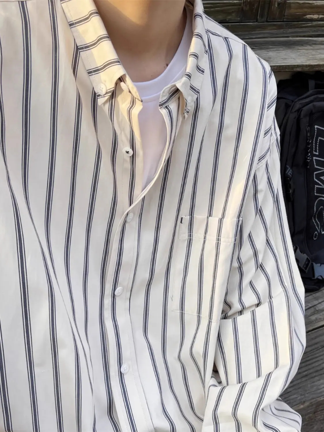 Striped Shirt Men's New High-end Trendy Brand Long-sleeved Shirt Handsome Trendy Loose Casual Jacket