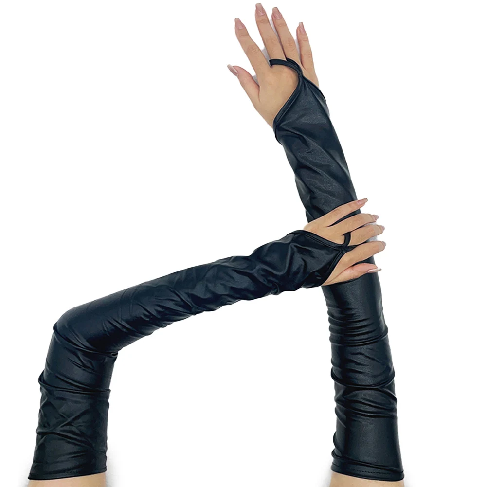 Sleek Women Fingerless Gloves Stylish Wetlook Mittens for Parties and Night Out Ideal for Showcasing Your Nails While Dancing