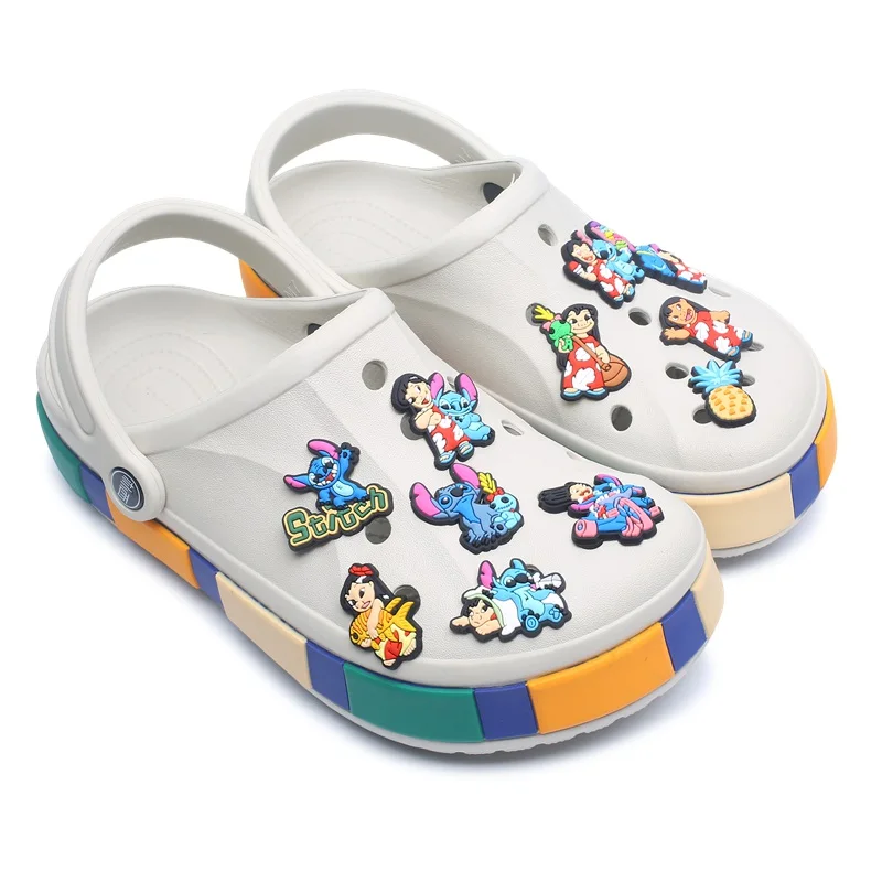 8-30pcs MINISO Hot sale Stitch Shoe Charms Cartoon DIY Shoes Accessories For Clogs Sandals Decorations Kids X-mas Gifts image 3