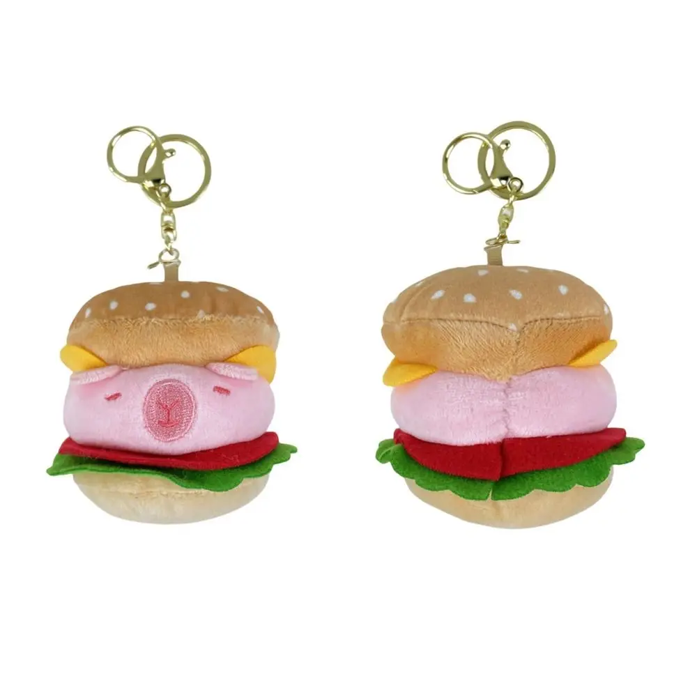 Cartoon Doll Plush Doll Keychain Bear Bag Hanging Burger Capybara Pendant Cute Stuffed Toy Pig Animal Keyring Women