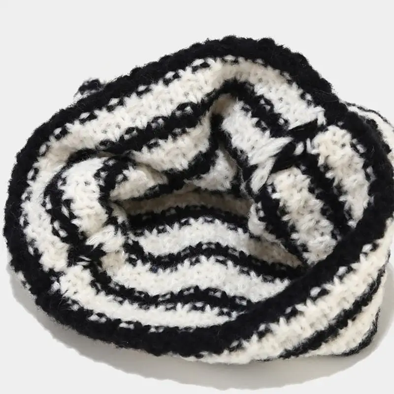 652F Little Devil Hat Ear Beanie Devil Horn Hat Striped Knit Hat Beanie Crochet Knitted Hat Skullies Beanie