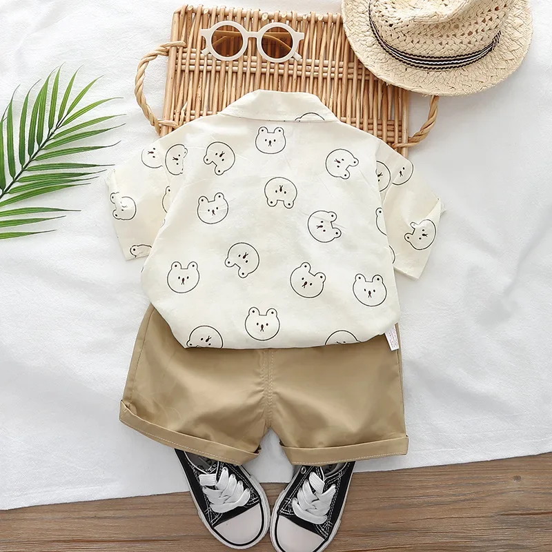 IENENS Summer Baby Clothing Sets Cartoon Shirt + Shorts Suits 0-4 Years Kids Boy Short Sleeve Holiday Clothes Casual Outfits