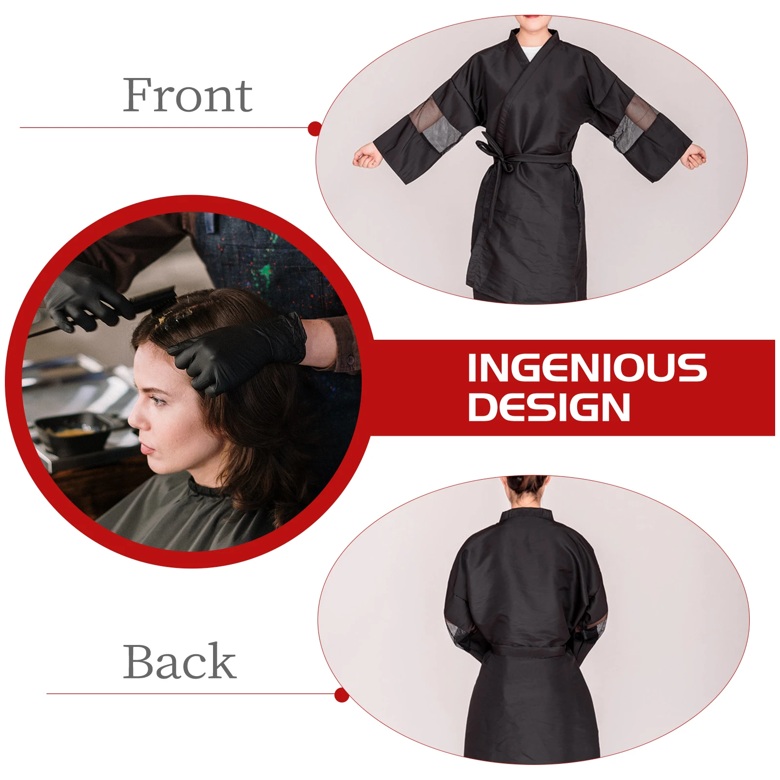 

Hair Salon Client Smocks Cape Guest Robe Cloth Bath Robes Knee Length Hair Styling Smock Adjustable Waist Full Coverage