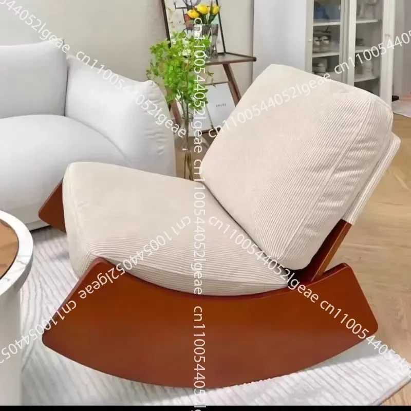 Hot-selling Modern Solid Wood Multi-functional Leisure Living Room Recliner Sofa with Curved Rocking Base Lazy Sofa Chair