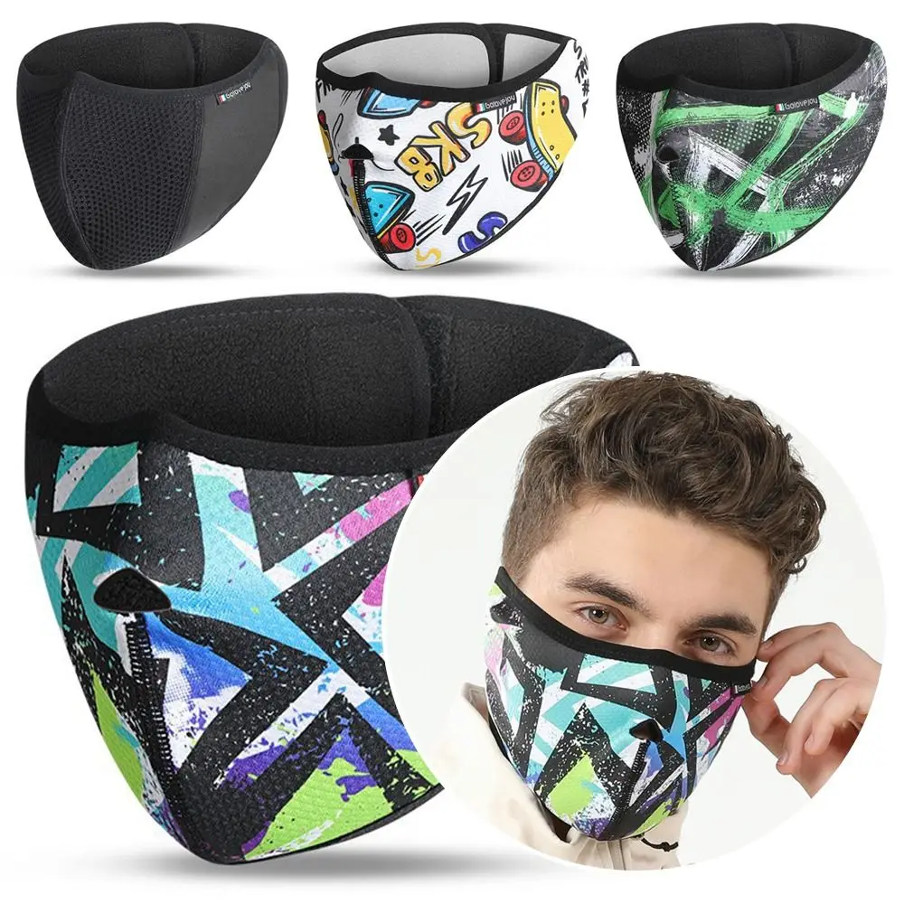 Inverno veludo térmico earmuffs máscara quente respirável velo máscara de inverno envoltório máscara à prova de poeira balaclava ciclismo ao ar livre esqui