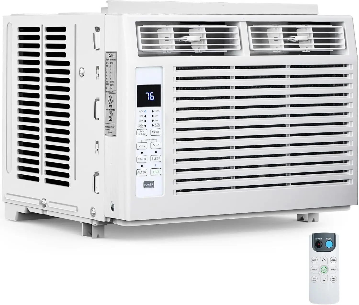 6000 BTU Window Air Conditioner, Through-the-Window AC Unit with Cooling, Dry Mode, 4 Fan Speeds, 24-Hour Timer, Sleep Mode, Cools up to 250 Sq. Ft. for Bedroom, Living Room, Office