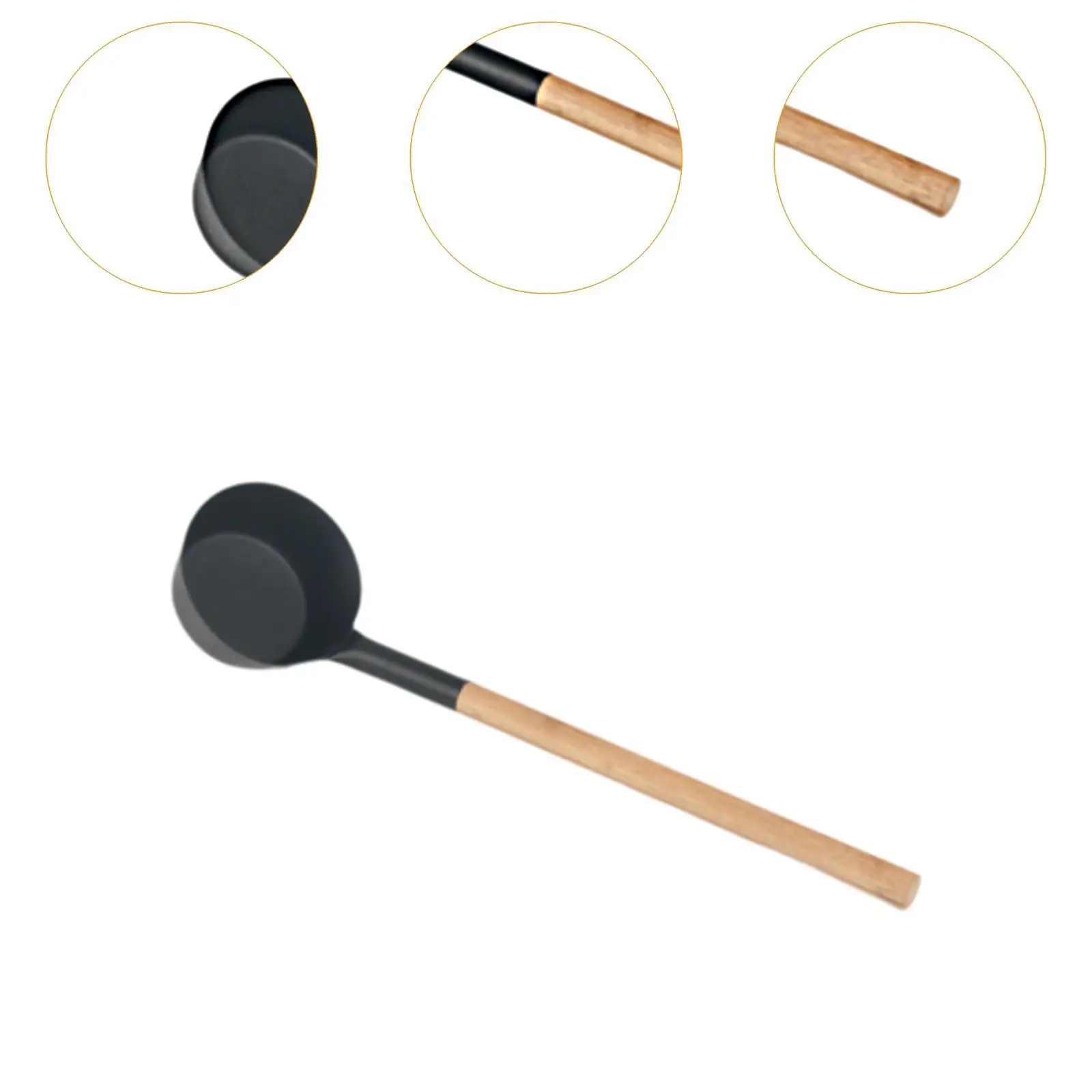 Practical Aluminum Sauna Room Spoon Sturdy Water Dipper with Long Wooden Handle 350ml Capacity for Steam Bath