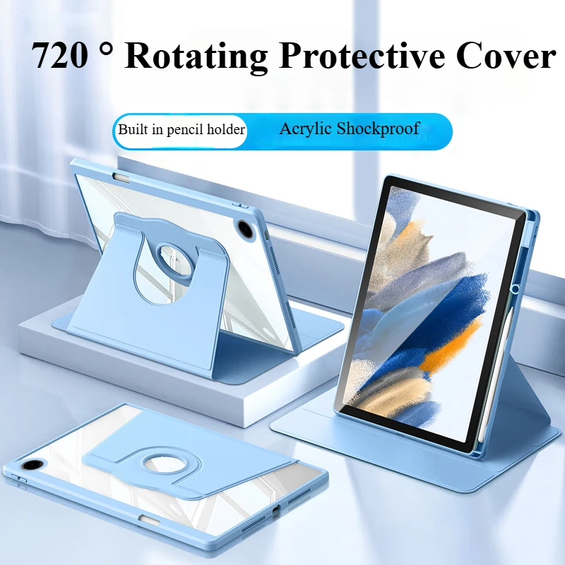 

720 Rotating Case for Samsung Galaxy Tab A9 Plus+11"A7 Lite 8.7"A8 10.5"Tablet Cover Tab S6 lite 2024 10.4"Pencil Holder Funda