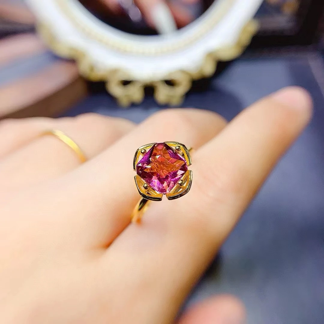 

KJJEAXCMY Fine Jewelry Natural Rose Red Tourmaline Women's Ring S925 Pure Silver Exquisite Inlaid Gems Valentine's Day Party