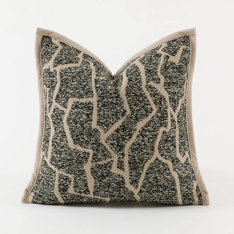 Retro Geometric Pillows Green Khaki Color Cushion Case Luxury Simple Decorative Pillow Cover For Sofa Chair Home Decorations