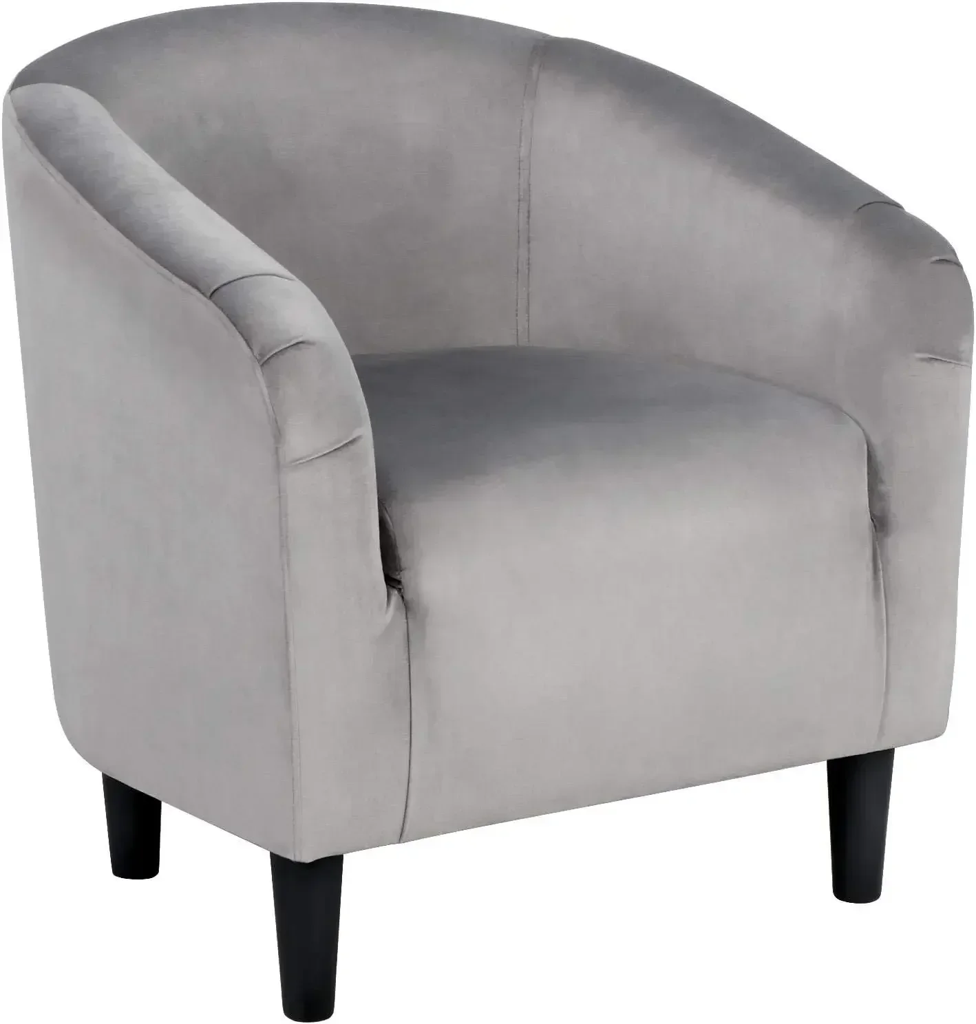 Living Room Chair, Velvet Accent Upholstered Barrel Sitting Chair with Armrest and Low Back for Bedroom, Grey