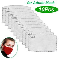 10Pcs/Lot 5 Layers PM2.5 Filter Mask Paper Activated Carbon Adult Kids Masks Anti Dust Haze Mouth Mask Face Mask Filters