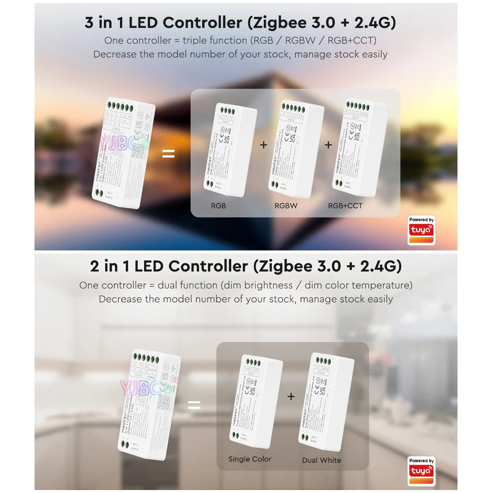 Miboxer Tuya app Zigbee 3.0 Single Color/CCT/RGB/RGBW/RGBCCT LED Strip Controller 4W 6W 9W Light Blub wireless Gateway RF Remote