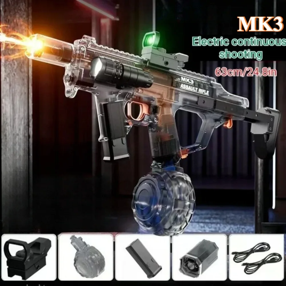 

MK3 электрический водяной пистолет, игрушка большой емкости, крутая вспышка, впитывающая воду, непрерывная стрельба, летняя уличная пляжная игрушка для детей