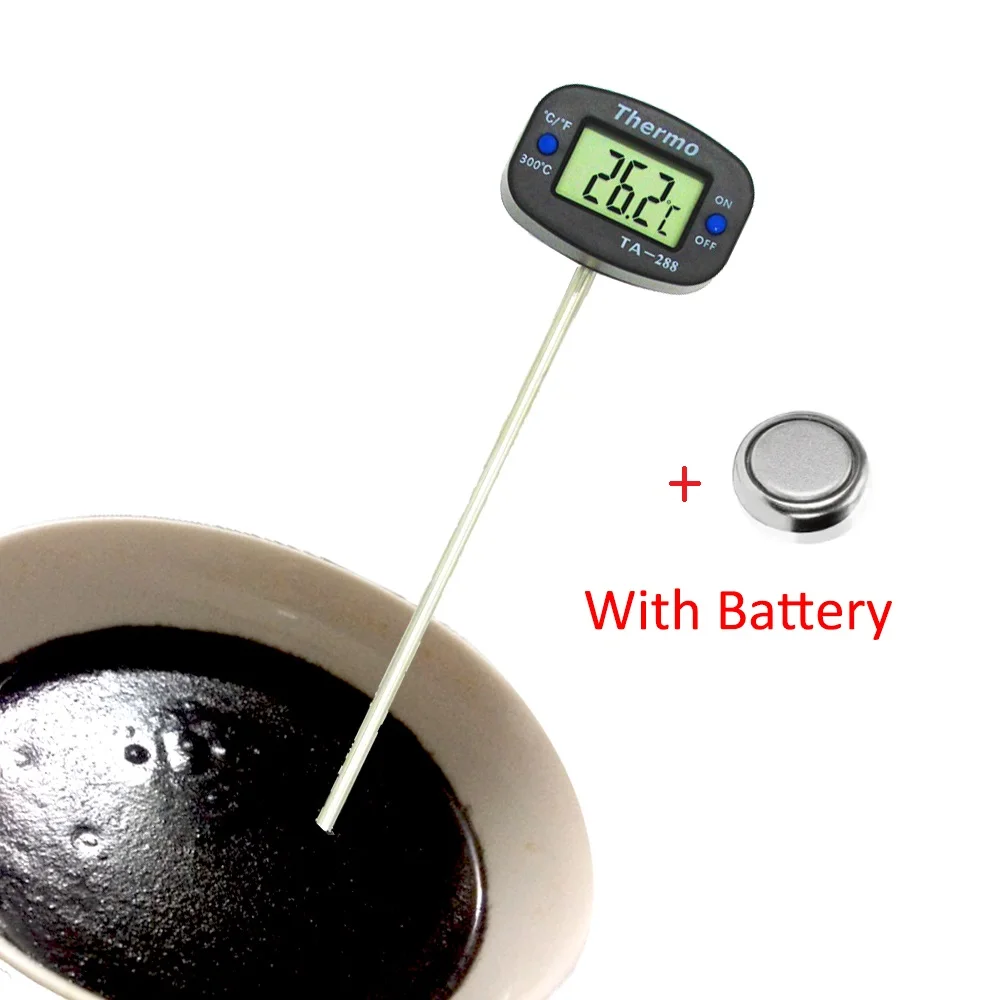 -50℃-300℃ Milk Coffee Thermometer Tea Water Bottle Kitchen Tool Food Meat Temperature Meter Gauge Stainless Steel With Battery