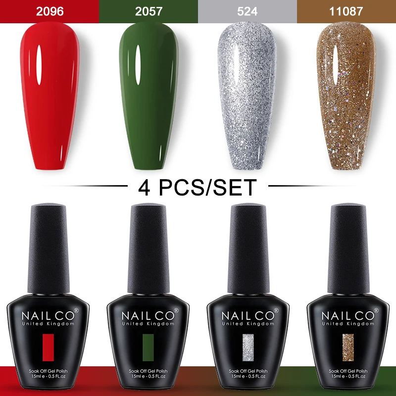

NAILCO 15 мл 4 шт./компл. гель-лак для ногтей УФ-блеск красный гель-лак для ногтей Рождественская зима полупрозрачный дизайн ногтей нужна верхняя основа Vernis