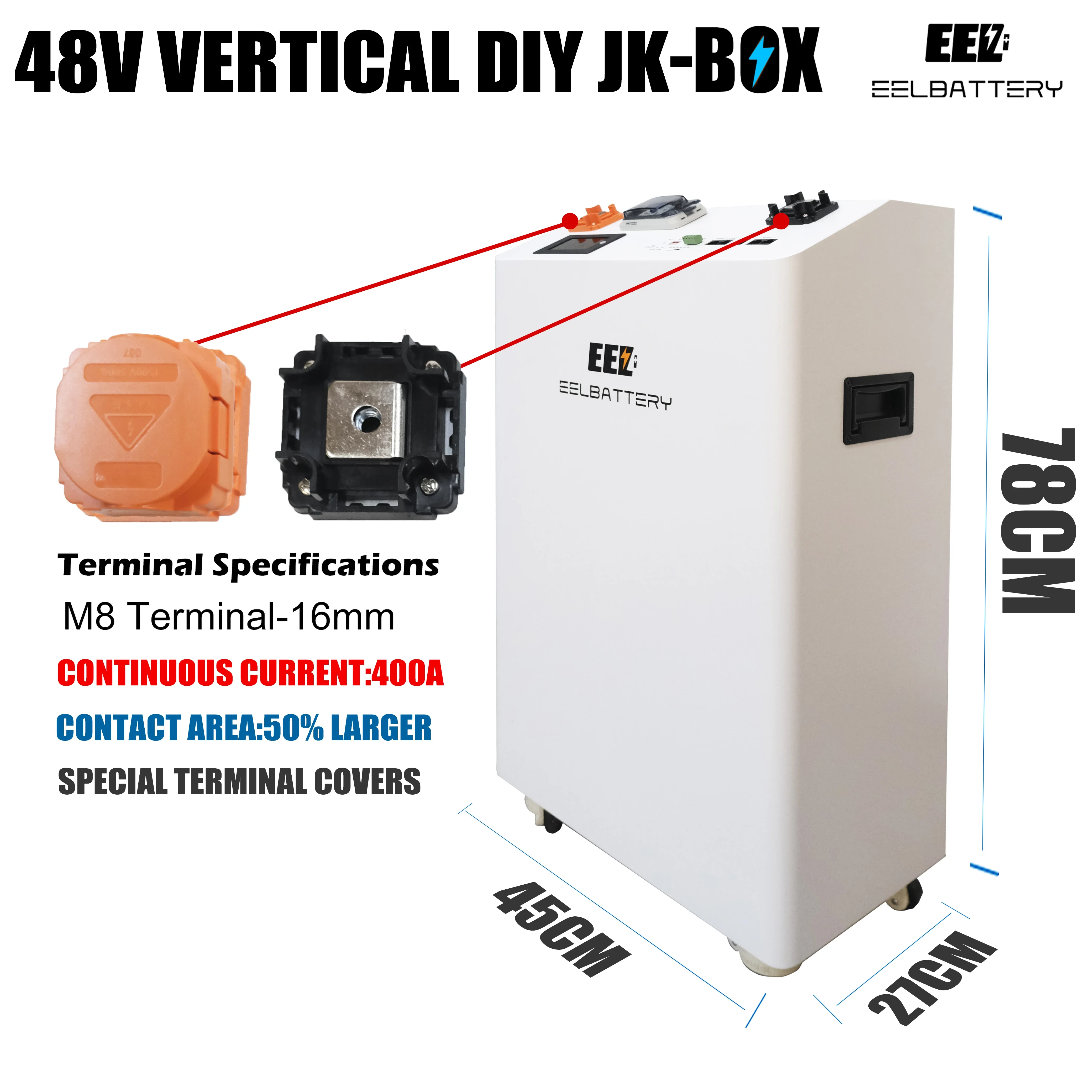 EEL 51.2v vertical 280Ah Lifepo4 Battery Box Lithium Home Solar System Battery 48V JK DIY kits  With 16S 200A Bms Battery Case