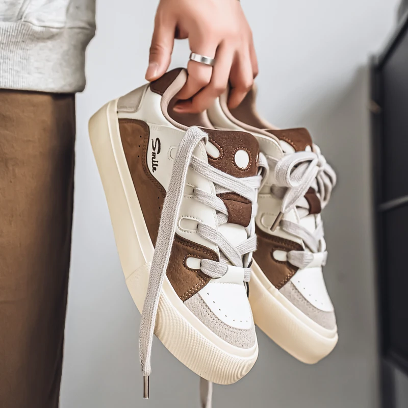 

Men's Low-top Round-toe Large-sized Fashionable Vulcanized Color-matched Soft-soled Lace-up Four-season Casual Vulcanized Shoes