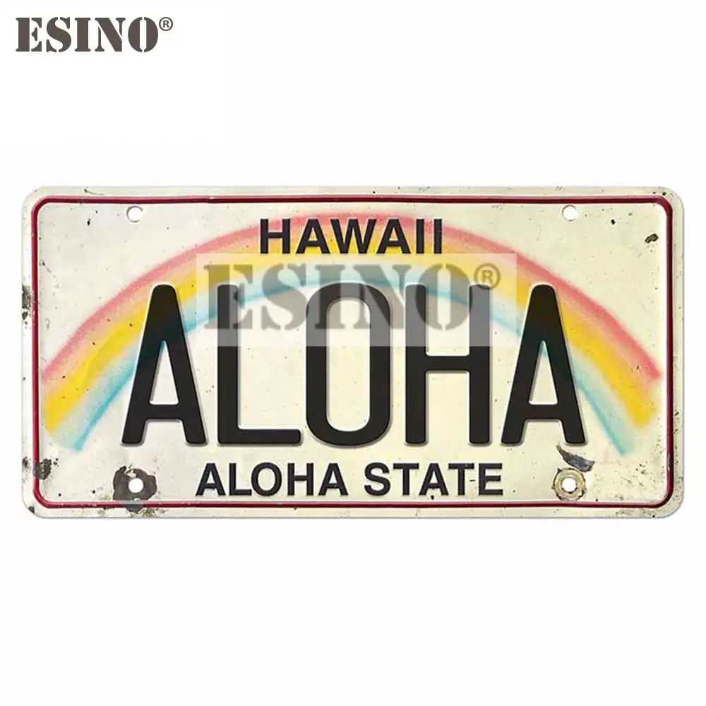 Car Styling Creative Vintage Hawaii Aloha License Aloha State Trunk Decal Cartoon PVC  Waterproof Car Body Sticker Pattern Vinyl