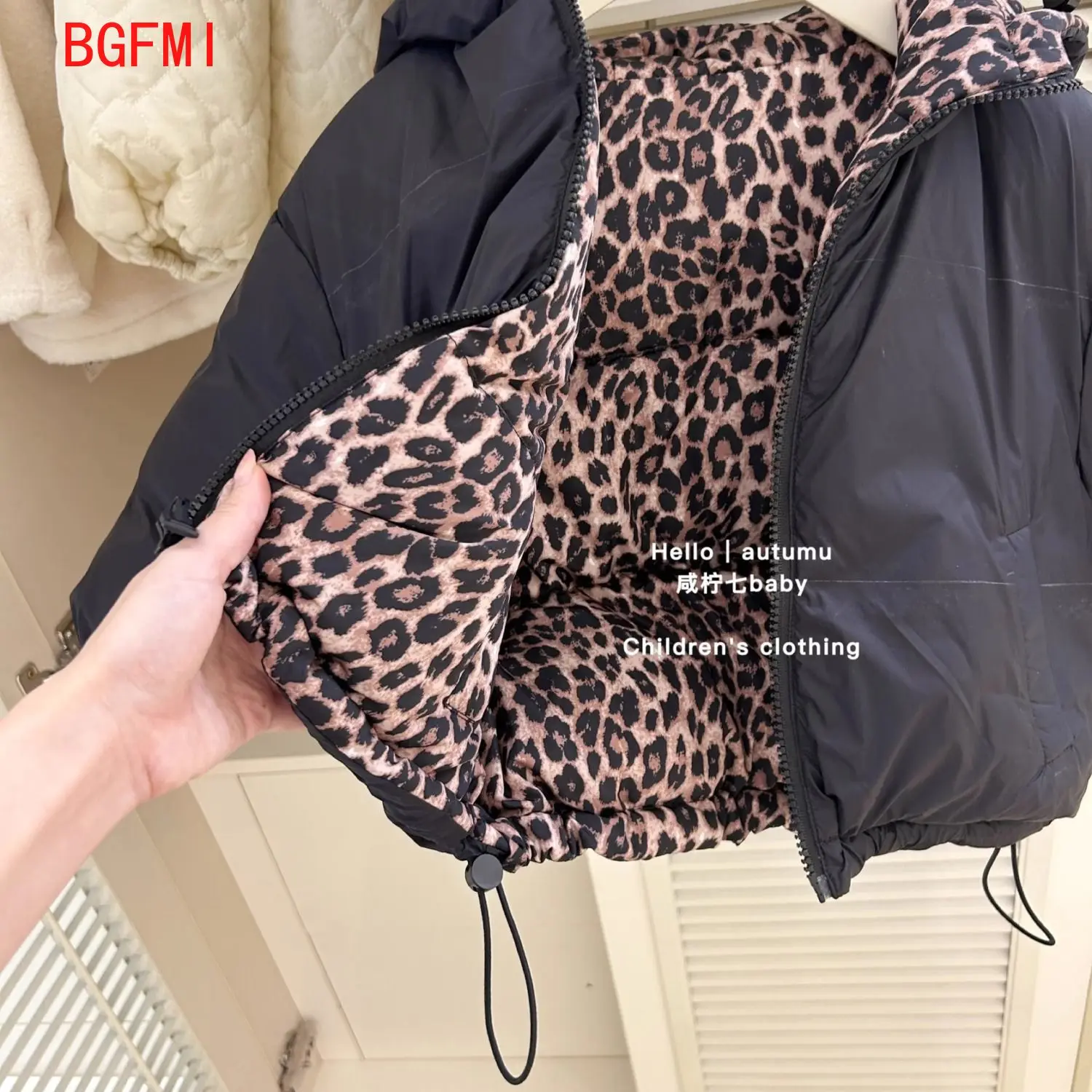 Teenager Leopard Print Cotton Padded Clothing Big Girls Winter Coat for Kids Boys Hooded Reversible Jacket Warm Thick Outerwear