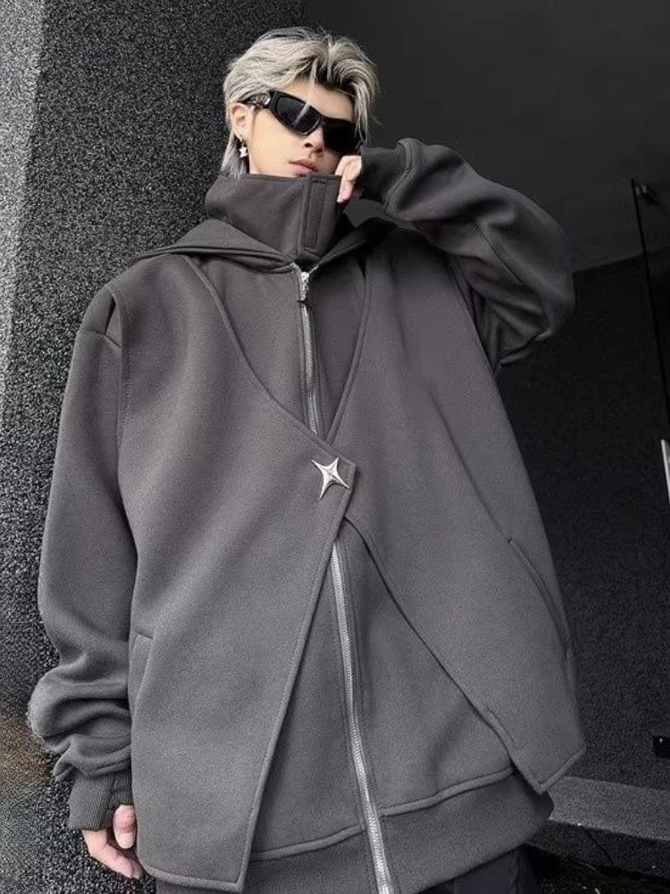 

American Vintage Jacket Hooded men 2025 Autumn zipper Coats Casual Outwear New Design Subculture Gothic Sweatshirts Harajuku