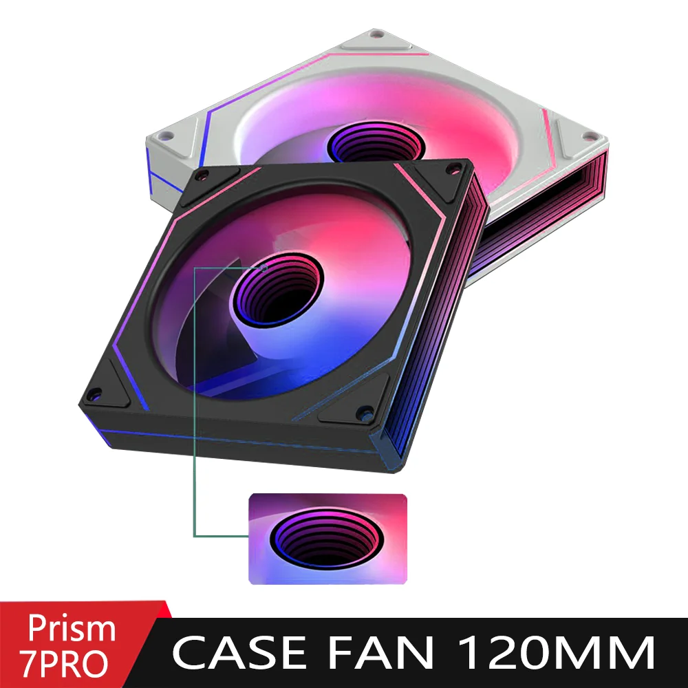 

ARGB 4-контактная ШИМ-призма 7PRO охлаждающий вентилятор корпуса компьютера, двухсторонняя полная линза, синхронизация материнской платы ARGB 12 см