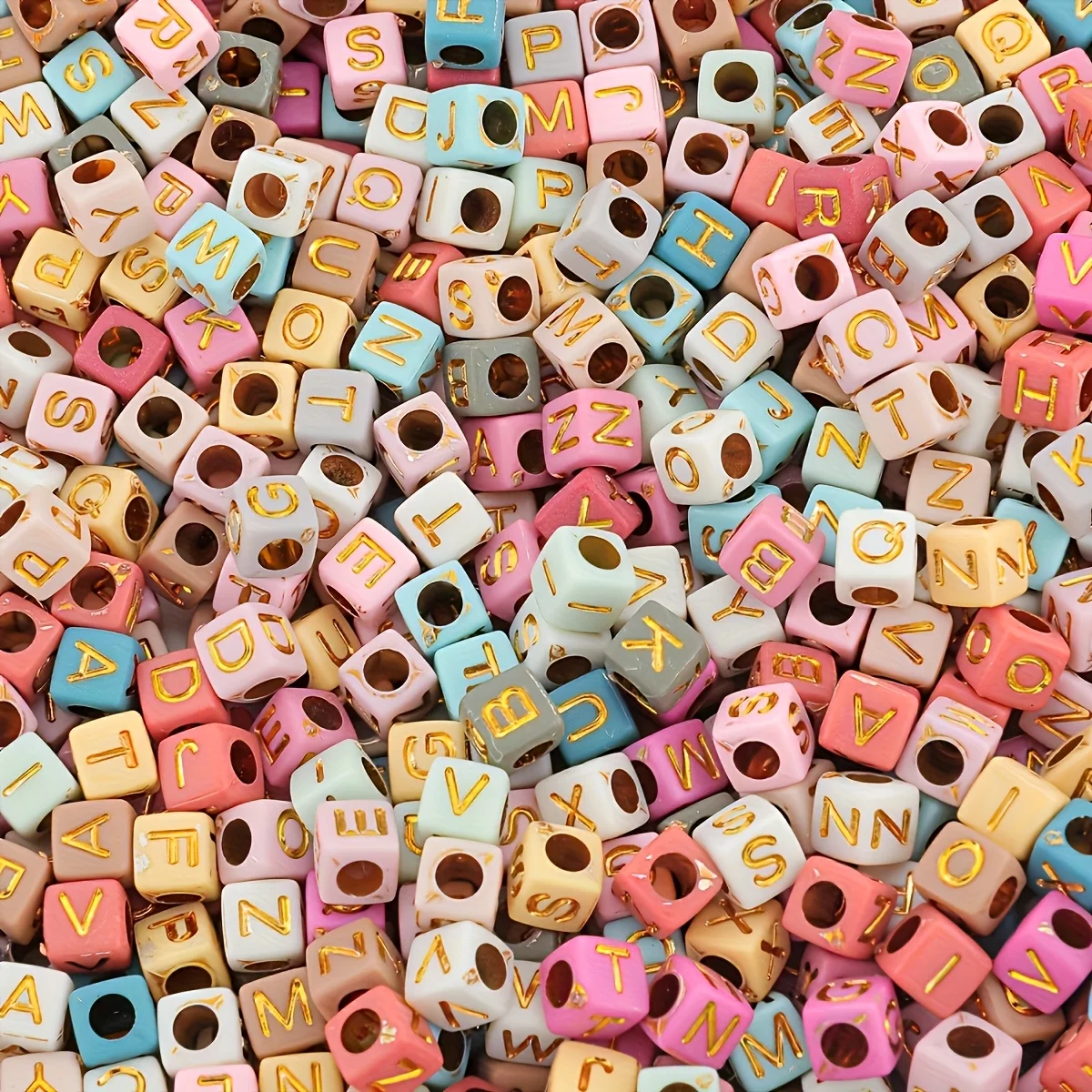 6mm 510 Stück Mehrfarbige Acryl-Buchstabenperlen mit Farbigem Hintergrund, für Schmuckherstellung, DIY-Basteln, Halsketten und Schlüsselanhänger – Detail 1