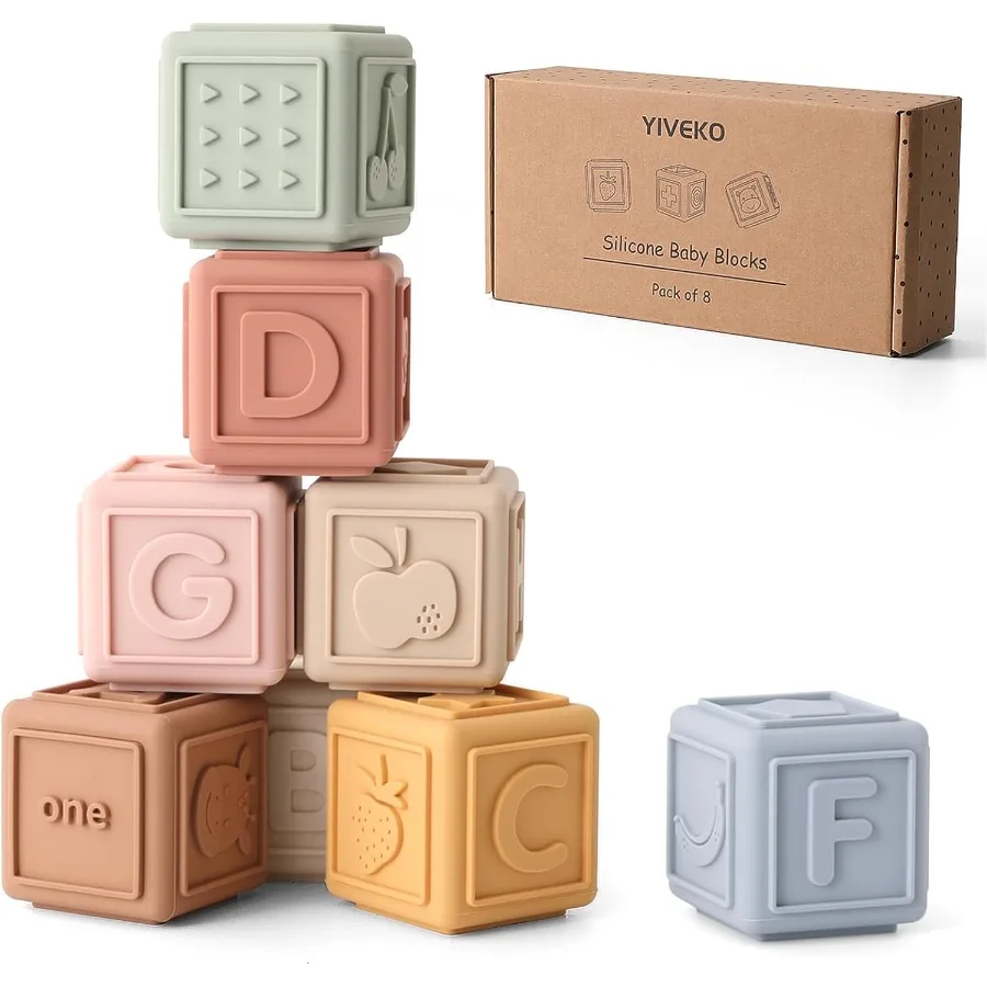 Soft Silicone Stacking Blocks for Babies and Toddlers: Gentle Teethers MontessoriInspired Educational Toys for Sensory Developm