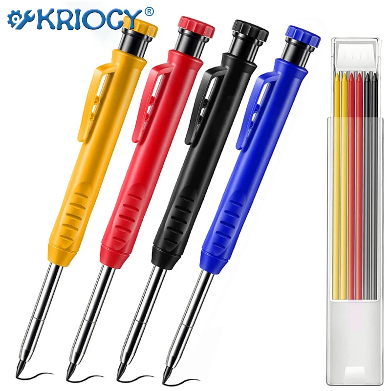 

Solid Carpenter Pencil Set Woodworking Mechanical Pencil 3 Colors Refill Construction Marking Tool for Carpenter Scriber Arch