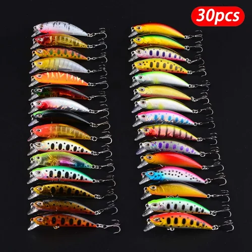 30 Uds Minnow pesca Minnow Wobbler cebo de pesca Artificial aparejos para perca lubina