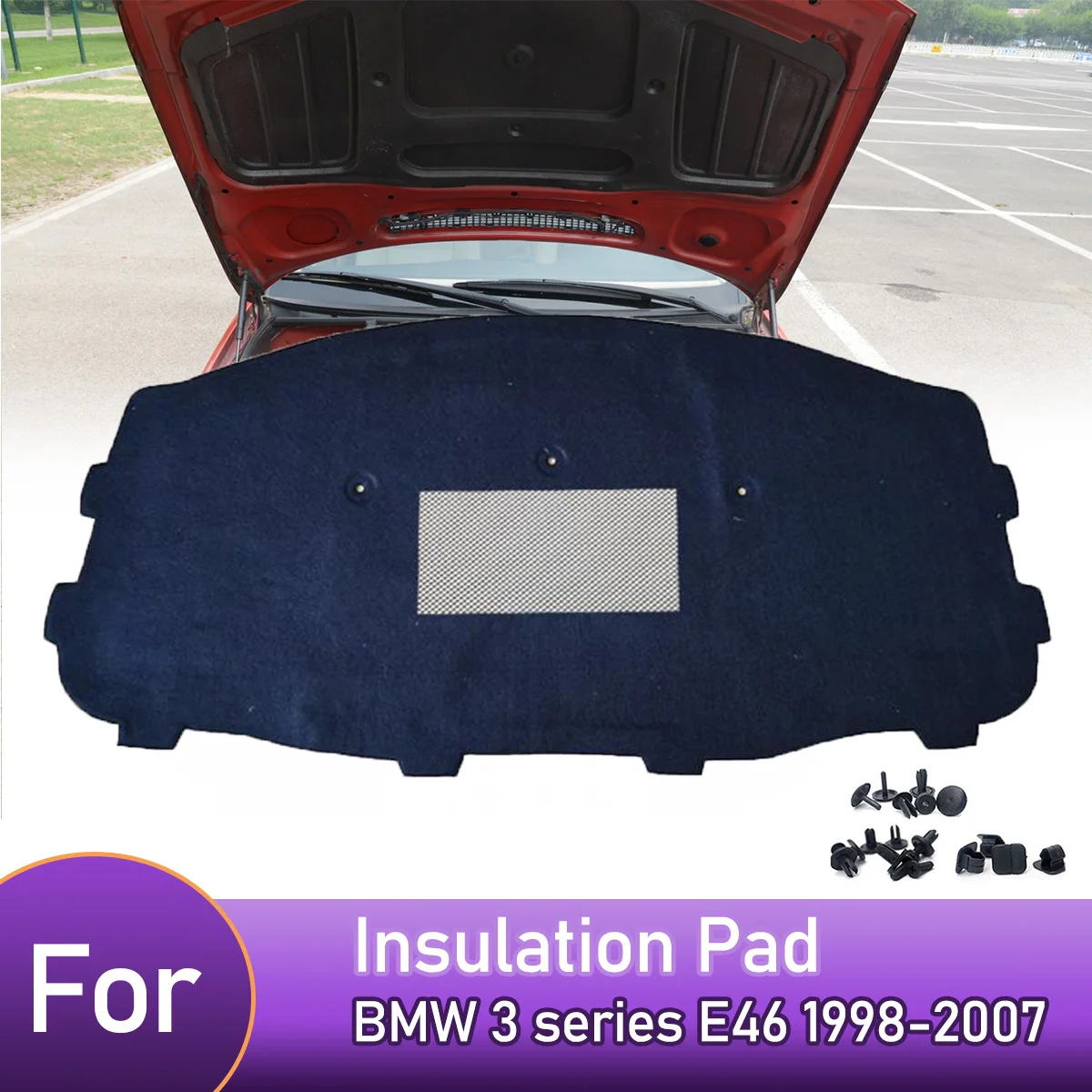 Front Engine Hood Insulation Pad Heat Sound Cotton Soundproof Mat Cover Foam Fireproof for BMW 3 series E46 1998-2007