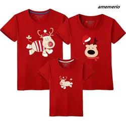 Family Look Clothes Christmas Family Matching Outfits Father Son  T Shirt Mother Daughter Short Sleeve Dad Mom Baby Family Suit