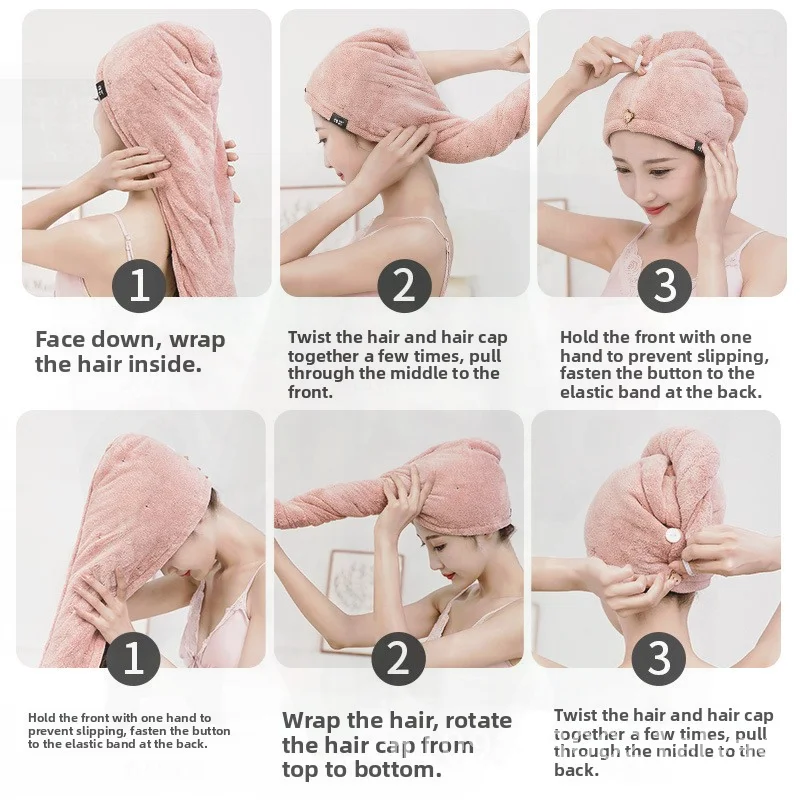 Женская двухслойная шапочка для сушки волос, утолщенная, супервпитывающая, быстросохнущая, не струящаяся, из кораллового флиса, двухцветная шапочка для душа для взрослых