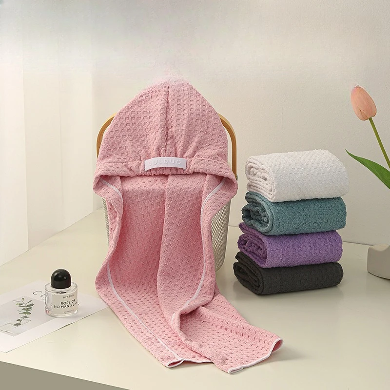 High-Tech Hair-Drying Cap for Women – Extra-Thick, Highly Absorbent, Breathable Waffle-Weave Bath Cap/Towel