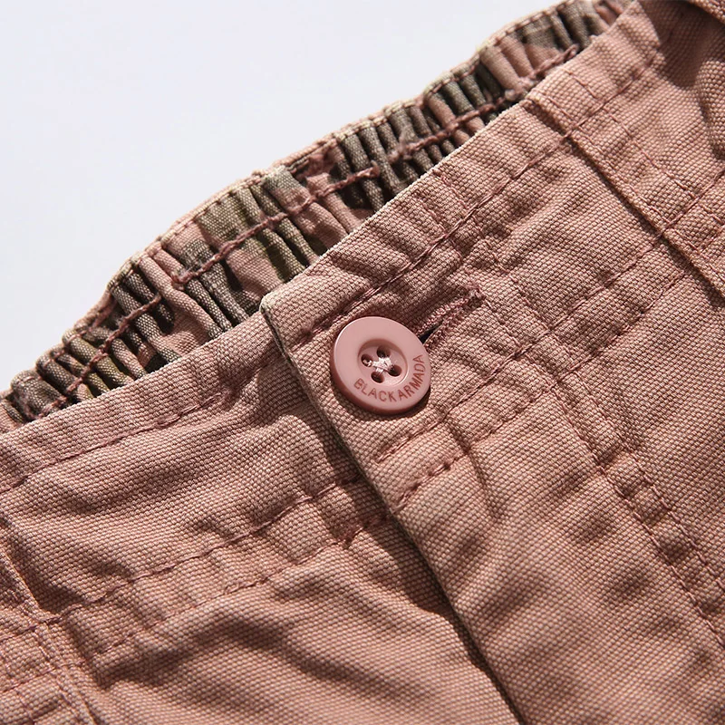 Calça cargo masculina 100% algodão, leve, ajuste relaxado, queimada e até o chão – calça masculina lavada de perna reta com cordão de torno dos tornozelos