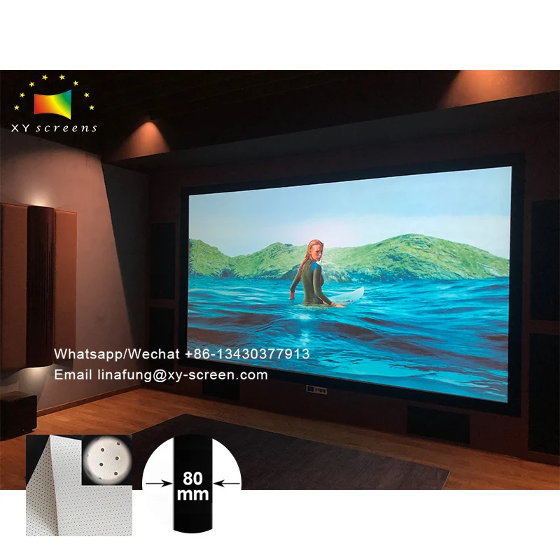 XY Screens 4K Micro-Pore Acoustically Transparent Projector Screen with Perforated Sound Acoustic Fixed Frame Projection Screen