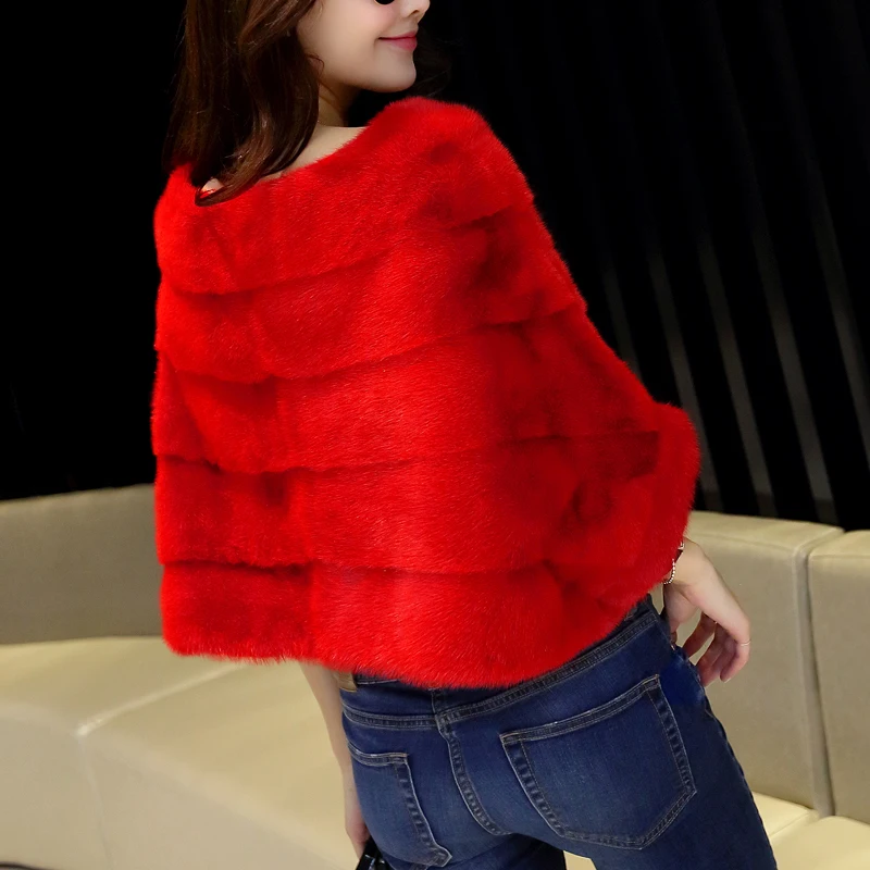 

fur grass short paragraph Mink imported mink coat pullover bat sleeve shawl mantle mink coat female winter