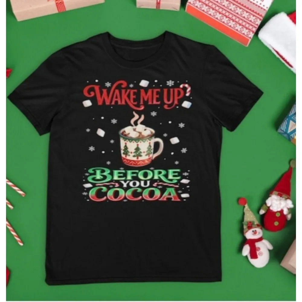 عيد الميلاد تي شيرت Wham! استيقظني قبل أنك قميص الكاكاو الأخير لعيد الميلاد، تي شيرت لطيف للعطلات، تي شيرت للعائلة للرجال والنساء