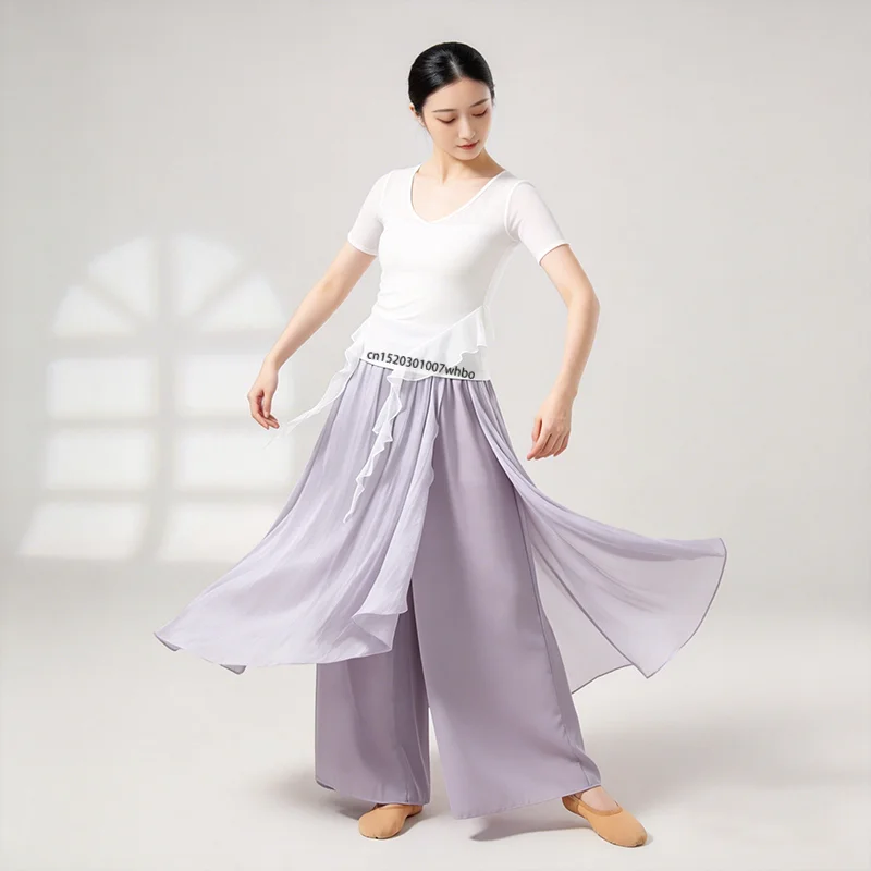 Classical Dance Practice Pants Female Loose Wide Leg Trousers Flowing Chiffon Casual Dance Performance Practice Dancewear Pants