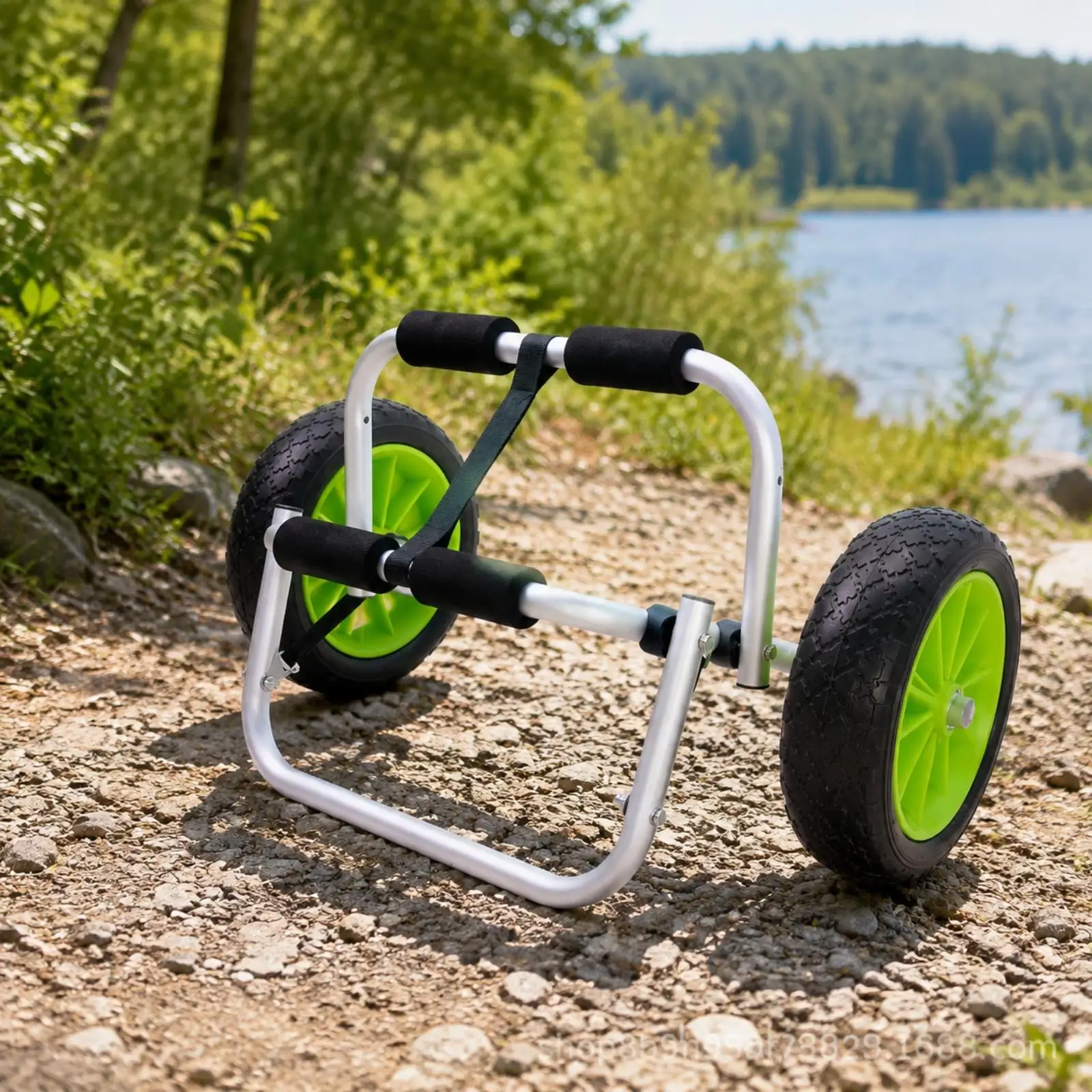 Aluminum Alloy Kayak Trailer Cart with Foam Wheels and Foldable Frame for Moving Paddle Board to Water Launch Spots Easily view 6