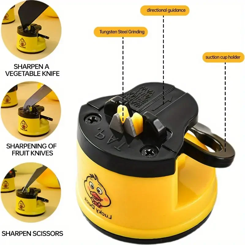 قطعة واحدة من حجر شحذ كوب الشفط، مبراة سكاكين احترافية، حجر شحذ البطة الصفراء التنغستن، أداة المطبخ