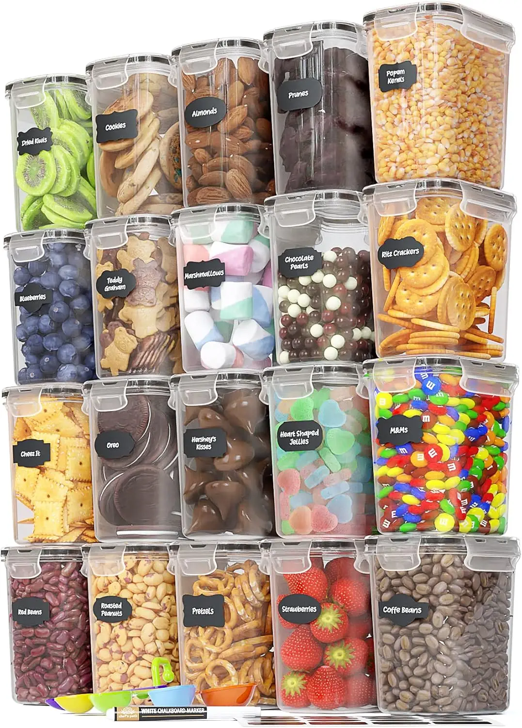 

20 Pack Airtight Plastic Food Storage Containers with Lids for Kitchen and Pantry Organization