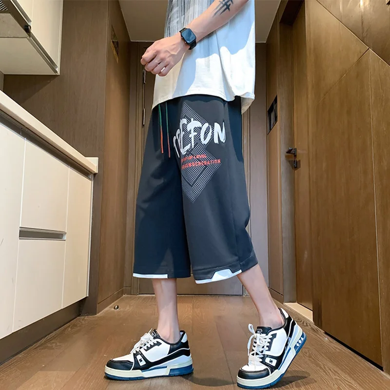 

Ice Silk Loose Fit Casual orts Men's Summer Thin Sle Trendy Brand Teenage Casual Pants Breathable Straight Leg Trousers