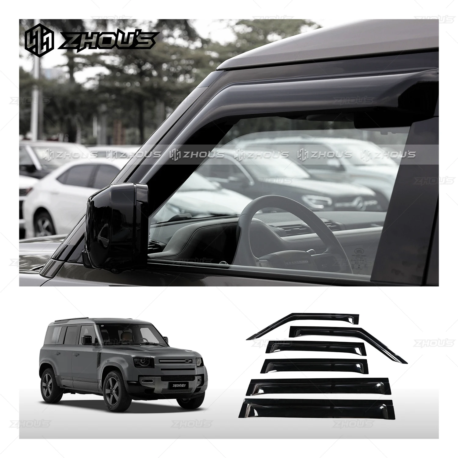 

Exterior Accessories 6Pcs Window Vent Sun Shade Rain Guard Door Visor Car Deflectors Special Car Rain Side Windows Sun Visor